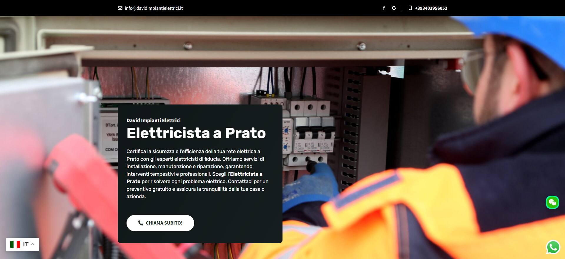 Home con richiesta di preventivo in evidenza — 2400×1100